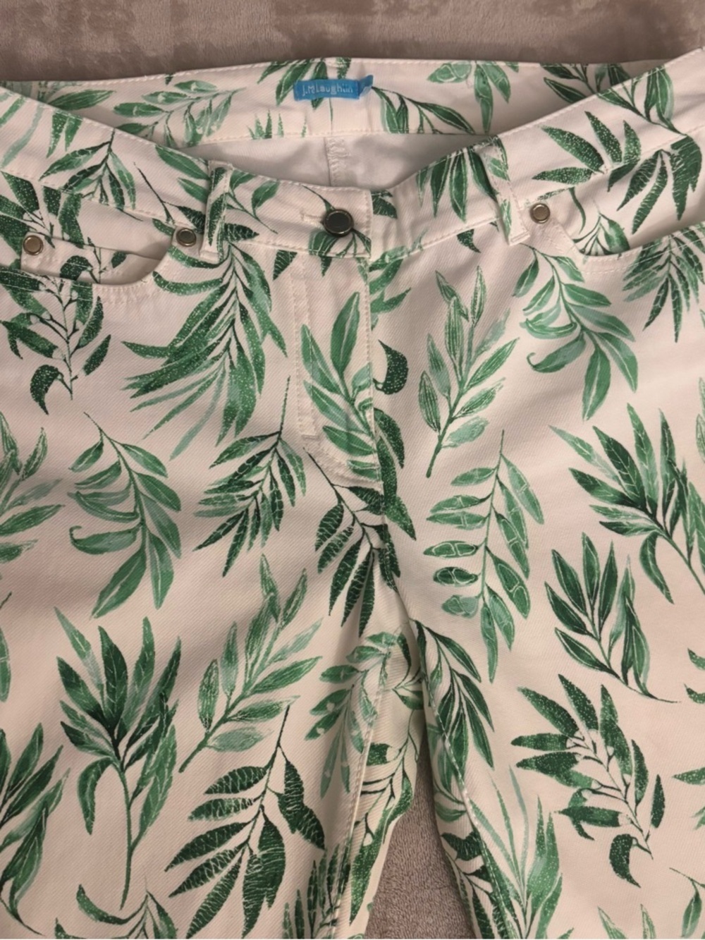 J. McLaughlin Lexi Beaumont Leaf White Green Palm Size 6 - Picture 4 of 7